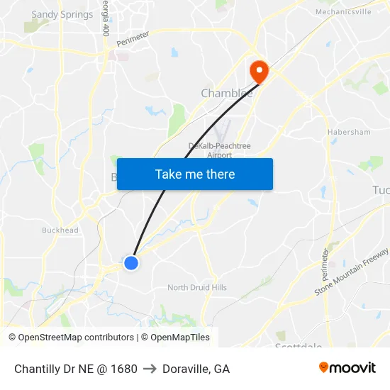 Chantilly Dr NE @ 1680 to Doraville, GA map