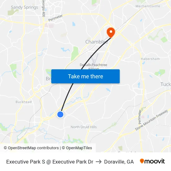 Executive Park S @ Executive Park Dr to Doraville, GA map