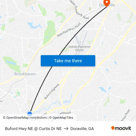 Buford Hwy NE @ Curtis Dr NE to Doraville, GA map