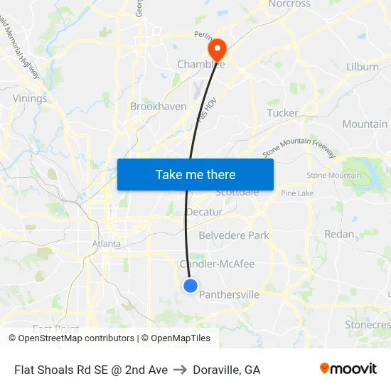 Flat Shoals Rd SE @ 2nd Ave to Doraville, GA map