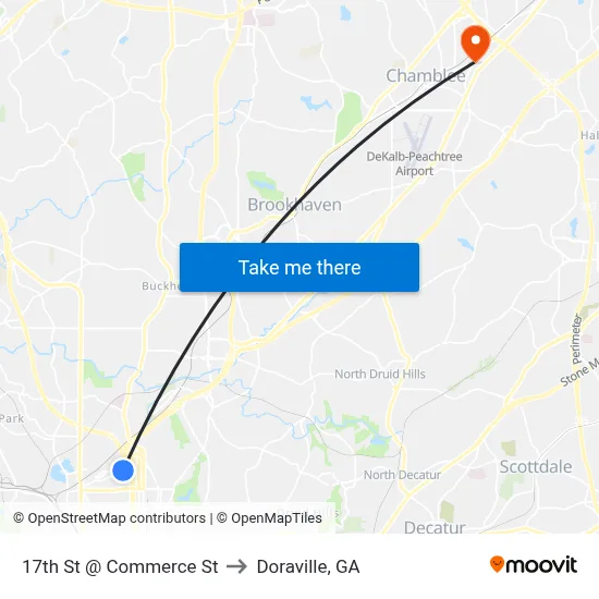 17th St @ Commerce St to Doraville, GA map