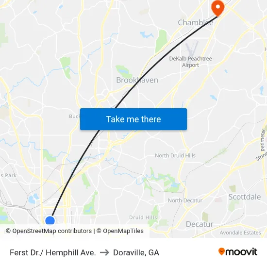 Ferst Dr./ Hemphill Ave. to Doraville, GA map