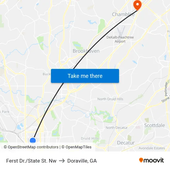 Ferst Dr./State St. Nw to Doraville, GA map