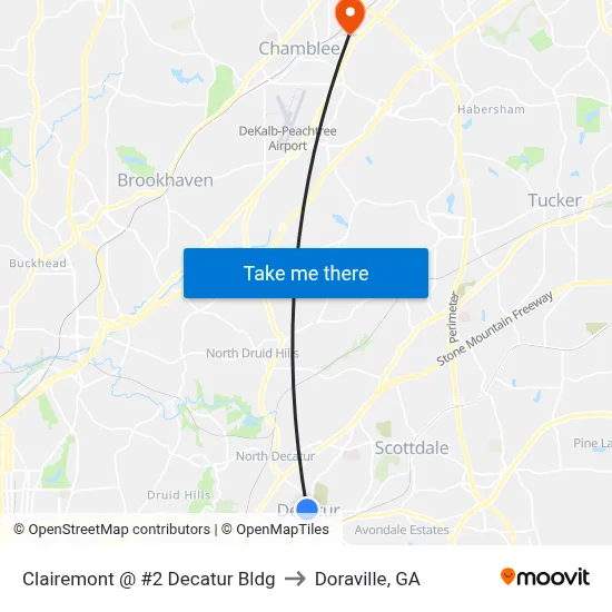 Clairemont @ #2 Decatur Bldg to Doraville, GA map