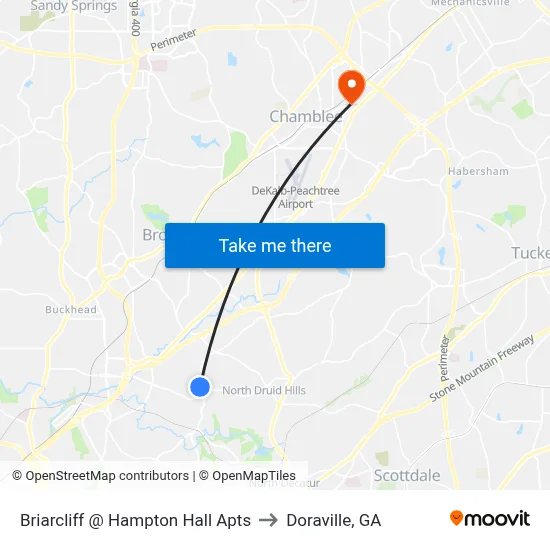 Briarcliff @ Hampton Hall Apts to Doraville, GA map
