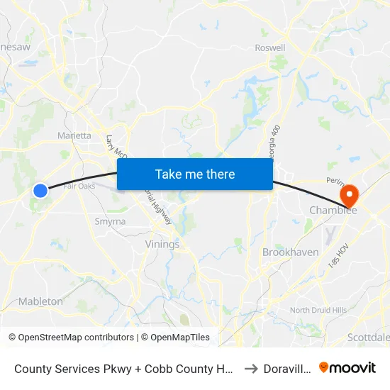 County Services Pkwy + Cobb County Health Department to Doraville, GA map