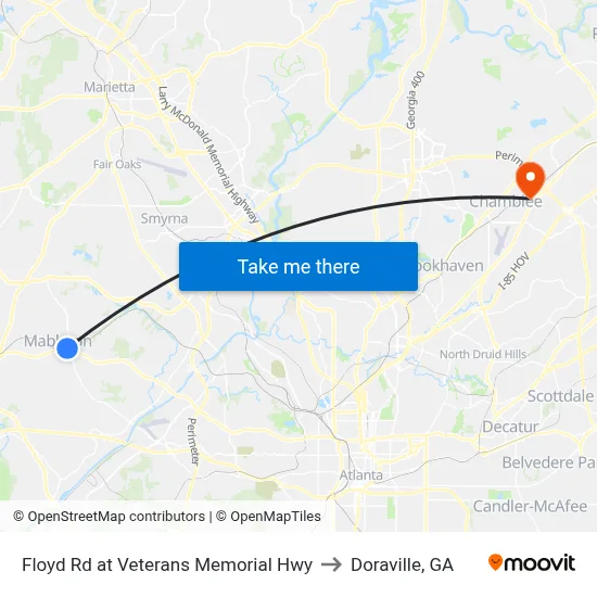 Floyd Rd at Veterans Memorial Hwy to Doraville, GA map