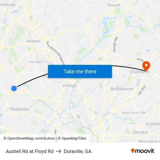 Austell Rd at Floyd Rd to Doraville, GA map