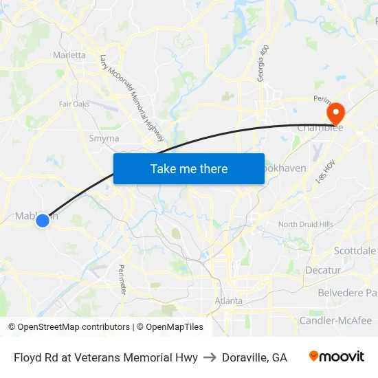 Floyd Rd at Veterans Memorial Hwy to Doraville, GA map