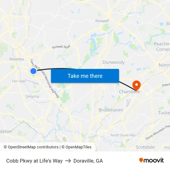 Cobb Pkwy at Life's Way to Doraville, GA map