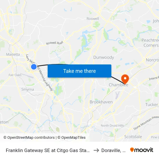 Franklin Gateway SE at Citgo Gas Station to Doraville, GA map
