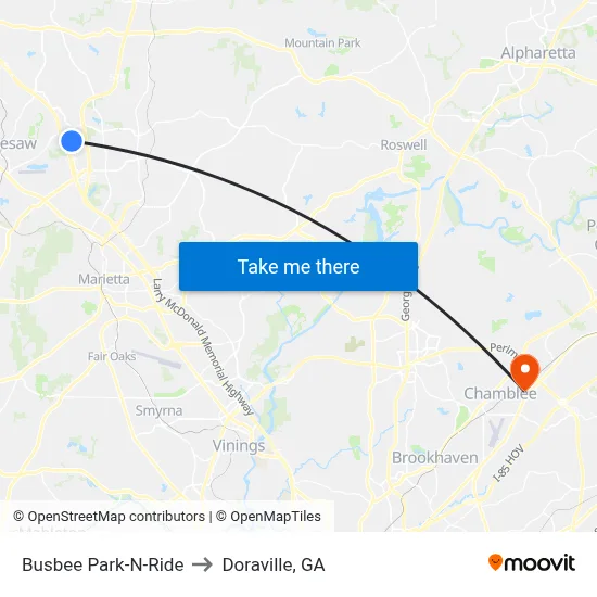 Busbee Park-N-Ride to Doraville, GA map