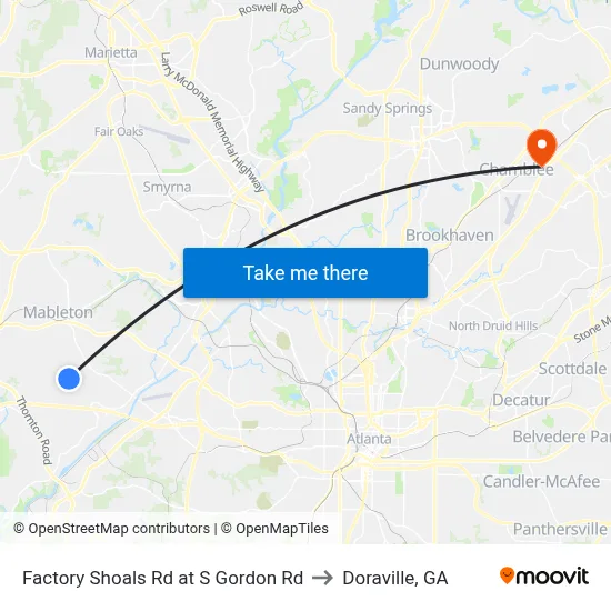 Factory Shoals Rd at S Gordon Rd to Doraville, GA map