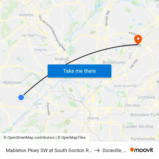 Mableton Pkwy SW at South Gordon Rd SW to Doraville, GA map