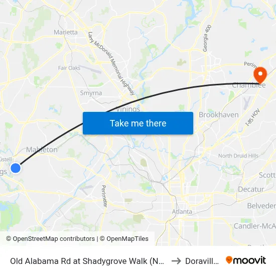 Old Alabama Rd at Shadygrove Walk (Not 25 Timepoin to Doraville, GA map