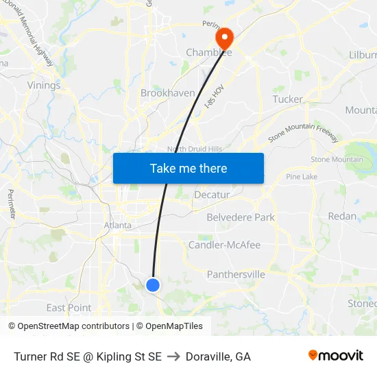 Turner Rd SE @ Kipling St SE to Doraville, GA map