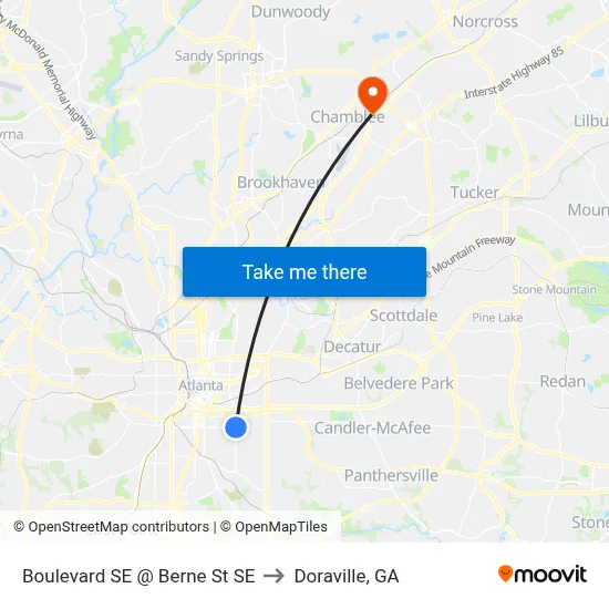 Boulevard SE @ Berne St SE to Doraville, GA map