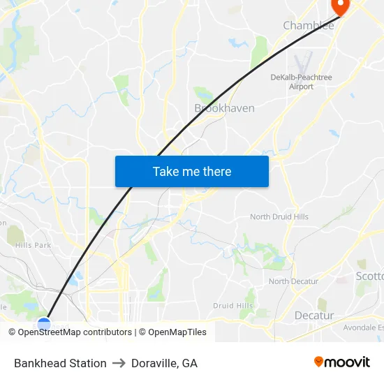 Bankhead Station to Doraville, GA map