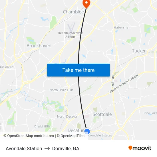 Avondale Station to Doraville, GA map