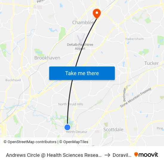 Andrews Circle @ Health Sciences Research Bldg (Southbound) to Doraville, GA map