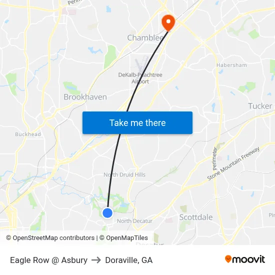 Eagle Row @ Asbury to Doraville, GA map