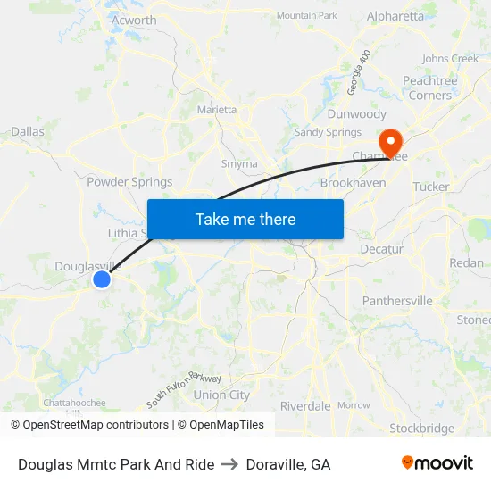 Douglas Mmtc Park And Ride to Doraville, GA map