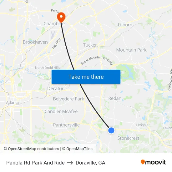 Panola Rd Park And Ride to Doraville, GA map