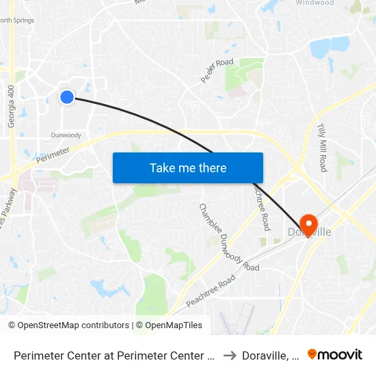 Perimeter Center at Perimeter Center Pkwy to Doraville, GA map