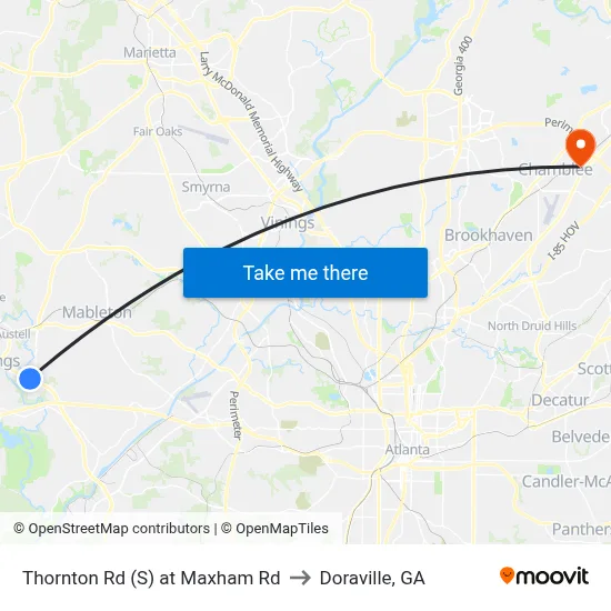 Thornton Rd (S) at Maxham Rd to Doraville, GA map