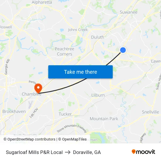 Sugarloaf Mills P&R Local to Doraville, GA map