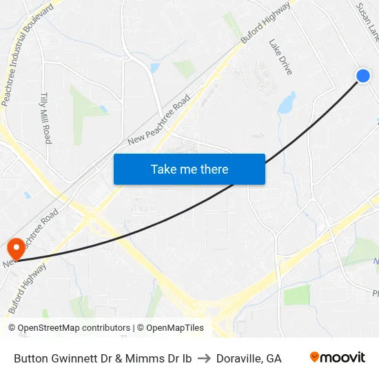 Button Gwinnett Dr & Mimms Dr Ib to Doraville, GA map