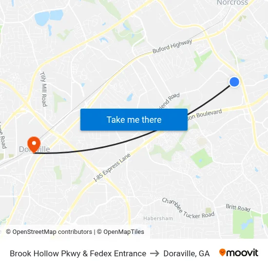 Brook Hollow Pkwy & Fedex Entrance to Doraville, GA map
