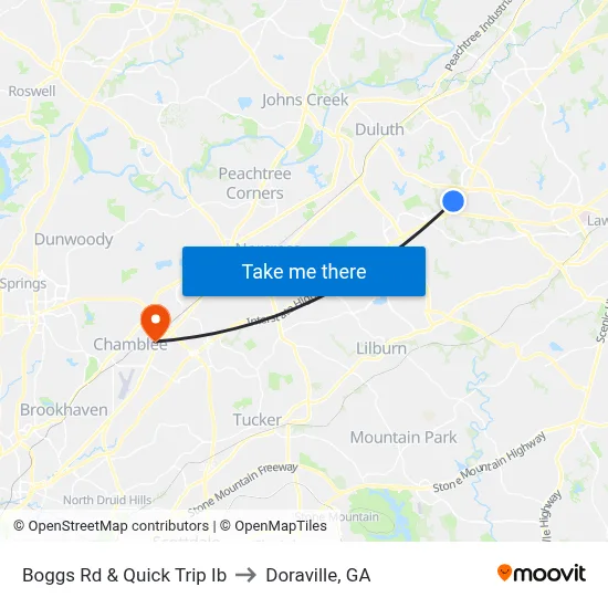 Boggs Rd & Quick Trip Ib to Doraville, GA map
