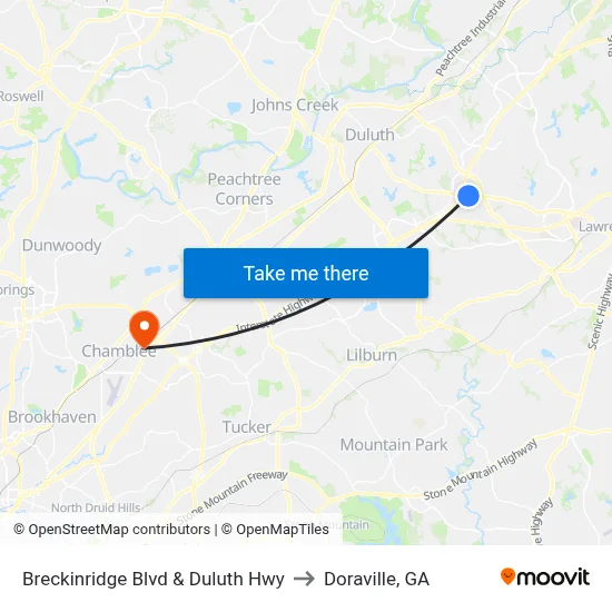 Breckinridge Blvd & Duluth Hwy to Doraville, GA map