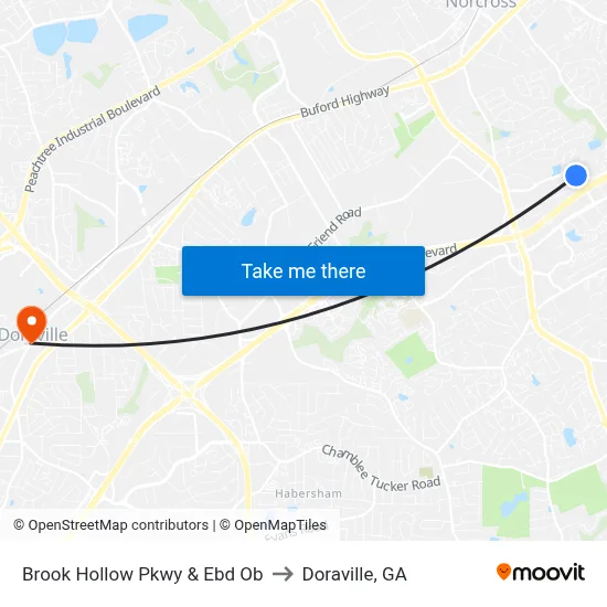 Brook Hollow Pkwy & Ebd Ob to Doraville, GA map