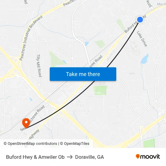 Buford Hwy & Amwiler Ob to Doraville, GA map