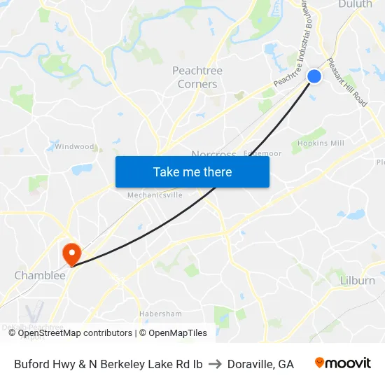 Buford Hwy & N Berkeley Lake Rd Ib to Doraville, GA map