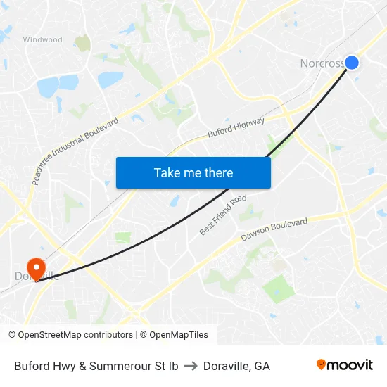 Buford Hwy & Summerour St Ib to Doraville, GA map