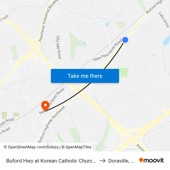 Buford Hwy at Korean Catholic Church Ib to Doraville, GA map