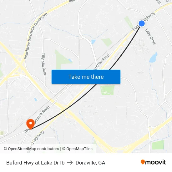 Buford Hwy at Lake Dr Ib to Doraville, GA map