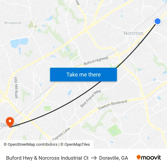 Buford Hwy & Norcross Industrial Ct to Doraville, GA map