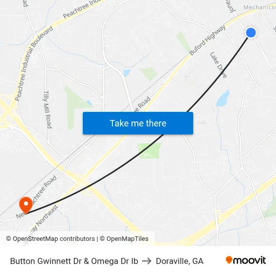 Button Gwinnett Dr & Omega Dr Ib to Doraville, GA map