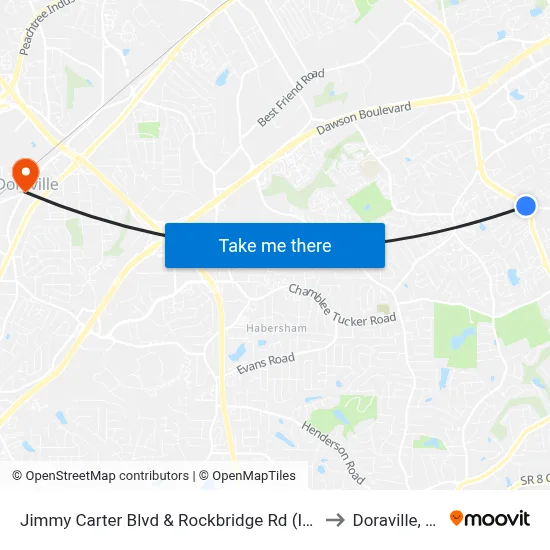 Jimmy Carter Blvd & Rockbridge Rd (Ihop) to Doraville, GA map