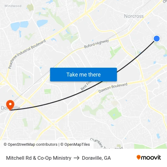Mitchell Rd & Co-Op Ministry to Doraville, GA map