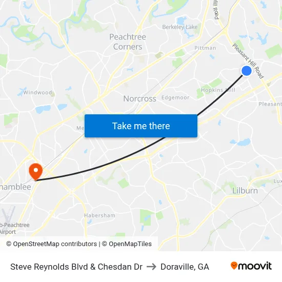 Steve Reynolds Blvd & Chesdan Dr to Doraville, GA map