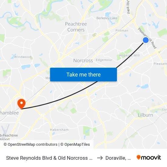 Steve Reynolds Blvd & Old Norcross Rd to Doraville, GA map