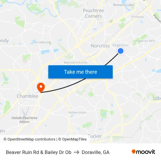 Beaver Ruin Rd & Bailey Dr Ob to Doraville, GA map