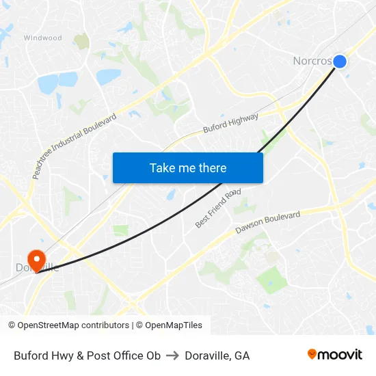 Buford Hwy & Post Office Ob to Doraville, GA map