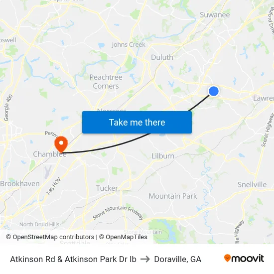 Atkinson Rd & Atkinson Park Dr Ib to Doraville, GA map