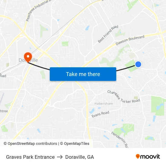Graves Park Entrance to Doraville, GA map